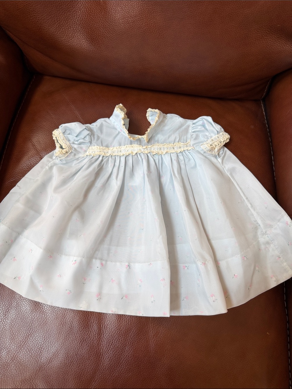 1950’s Classic Light Blue Baby Dress with Lace Trim